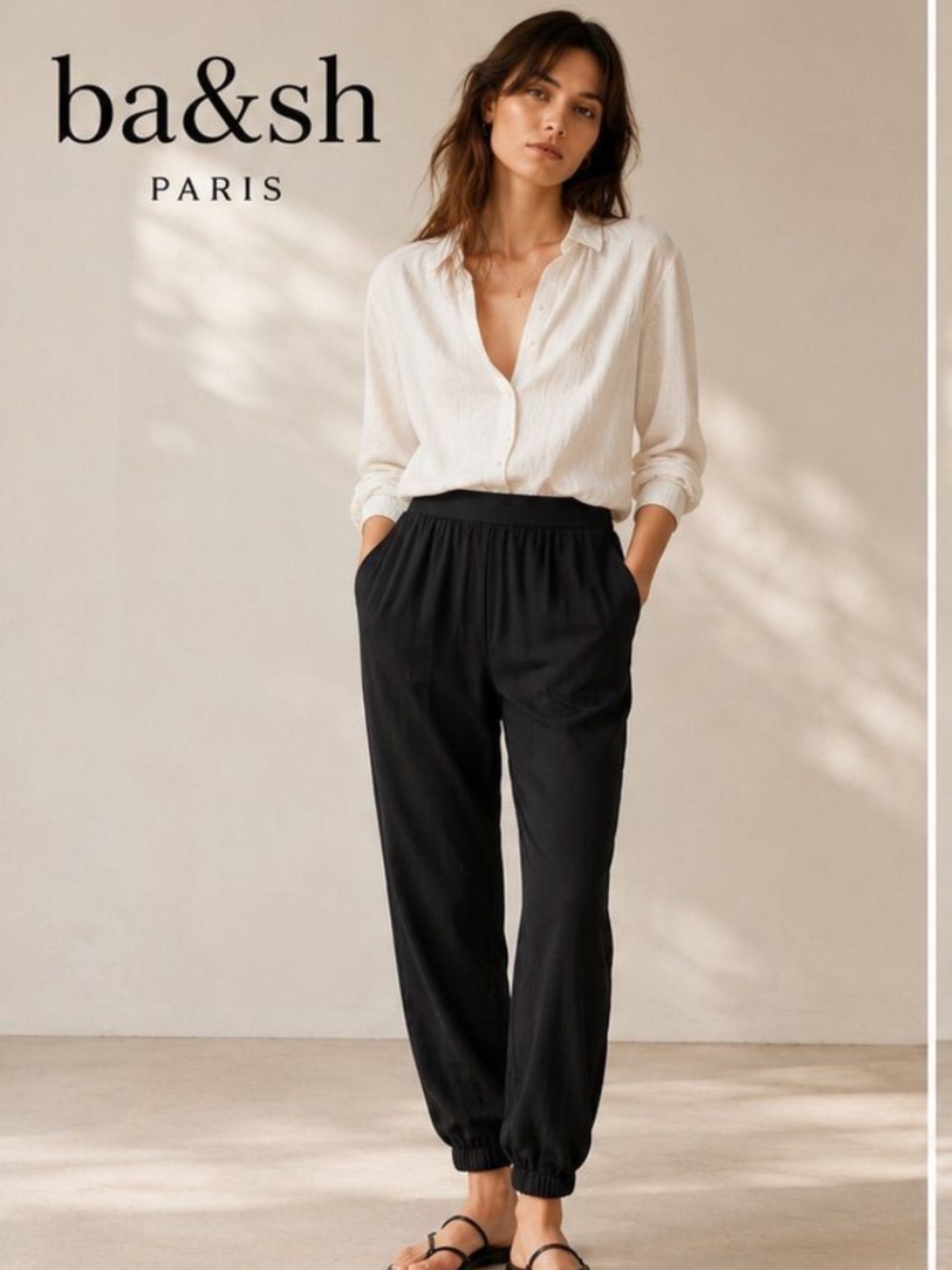 ba&sh Women's Black Elastic-Waist Jogger Pants